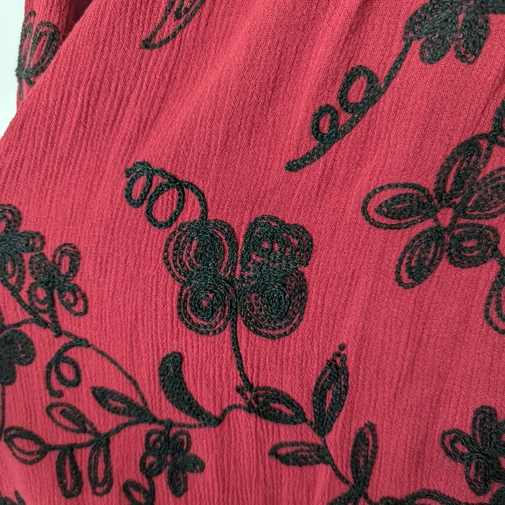 Forgotten Grace Red Embroider Off The Shoulder Women L Fairy Peplum Ruffle Hem - Picture 5 of 9